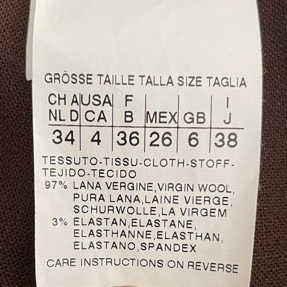 MaxMara Designer Virgin Wool Straight Leg Mid Rise Pants Neutral Med Brown Sz 4 - Picture 11 of 12